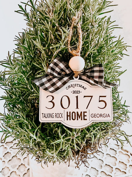 Zip Code Home for Christmas Custom Ornament