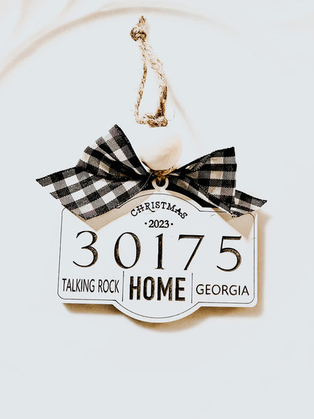 Zip Code Home for Christmas Custom Ornament