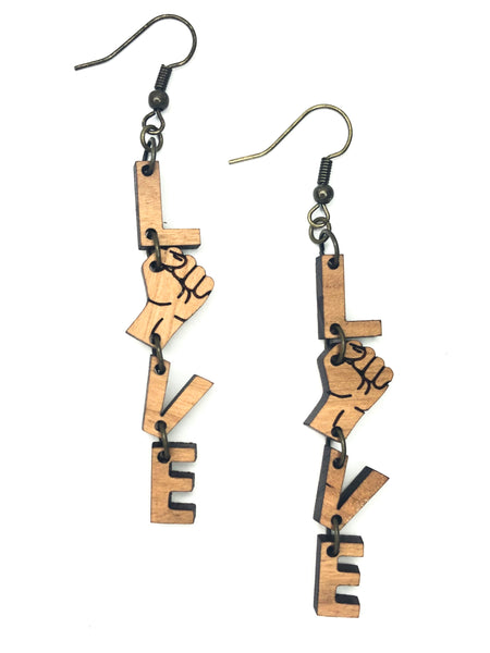 Love Dangle Unity Fist Earrings