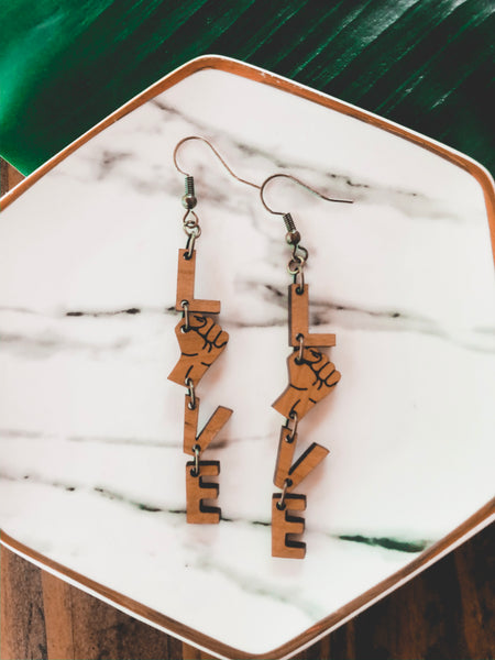 Love Dangle Unity Fist Earrings