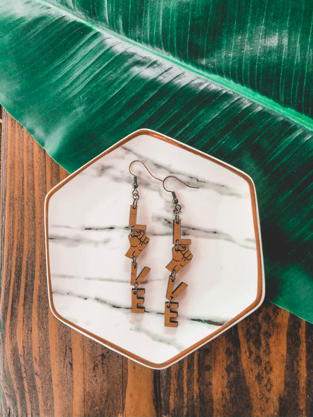 Love Dangle Unity Fist Earrings