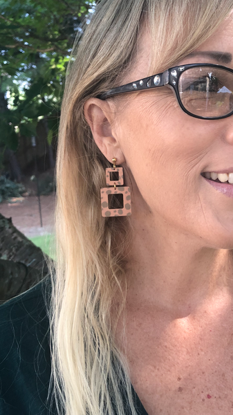 Classic Christy Double Square Animal Print Earrings