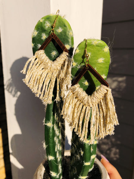 Dakota Sparkling Boho Macrame Fringe Earrings