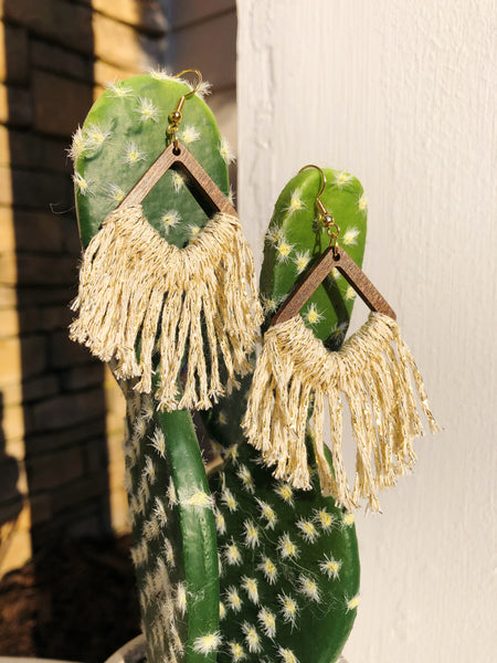 Dakota Sparkling Boho Macrame Fringe Earrings