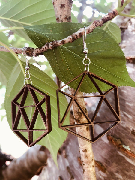 Geometric Mia Mocha Hardwood Earrings