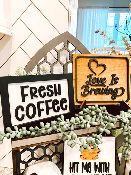 Coffee Tiered Tray Set