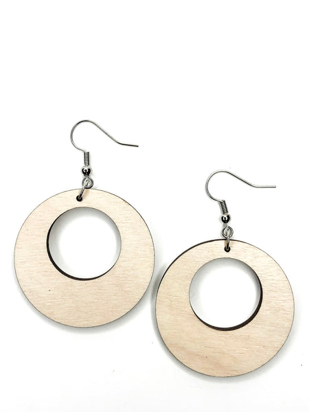 These Are Cute, Missy! Circle Hoop Hardwood Earrings in Mocha or White