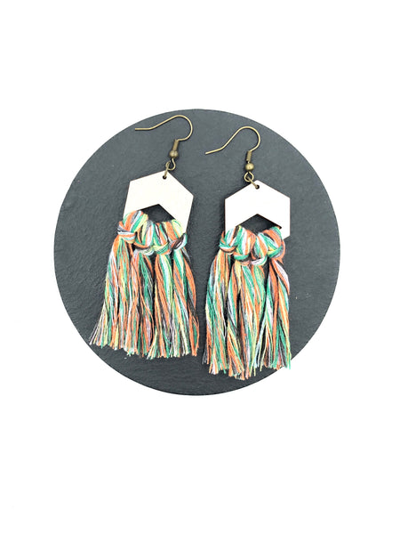 Serina Doll Rainbow Hemp Boho Macrame Earrings