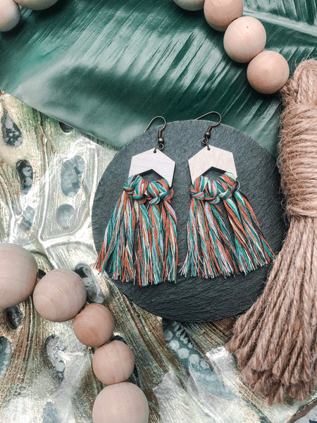 Serina Doll Rainbow Hemp Boho Macrame Earrings