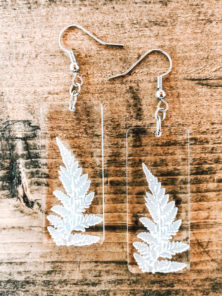 Crystal Clear Fern Acrylic Earrings