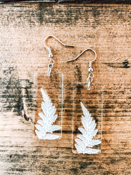 Crystal Clear Fern Acrylic Earrings