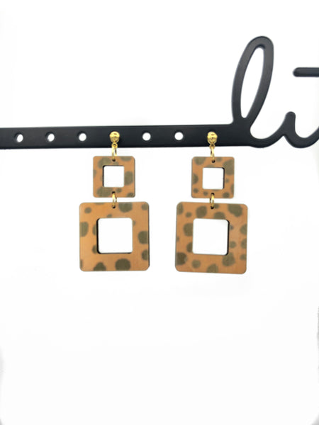 Classic Christy Double Square Animal Print Earrings