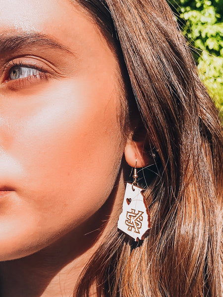 Kennesaw State University (KSU) Georgia Shaped Collegiate Earrings
