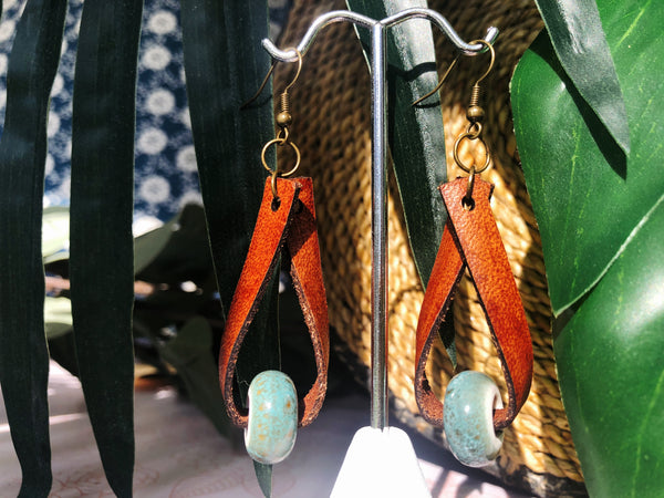 Stina Leather Hoop Earrings