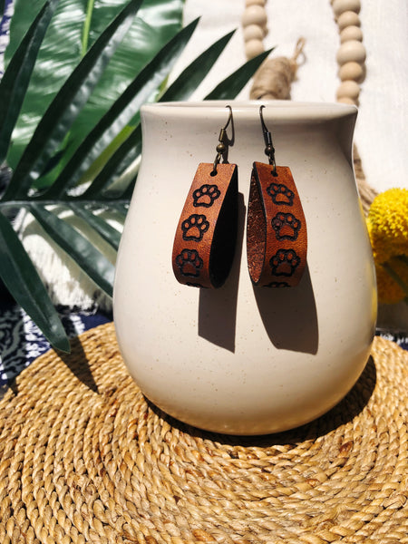 Leather Dog Paw Hoops