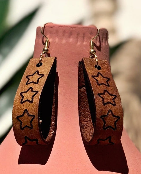 Junie Leather Star Hoops