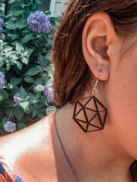 Geometric Mia Mocha Hardwood Earrings