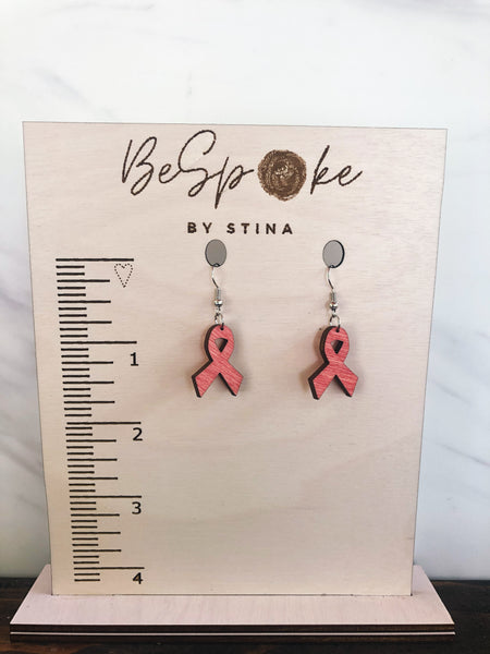 Breast Cancer Awareness Ribbon Earrings