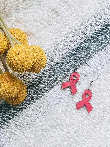 Breast Cancer Awareness Ribbon Earrings