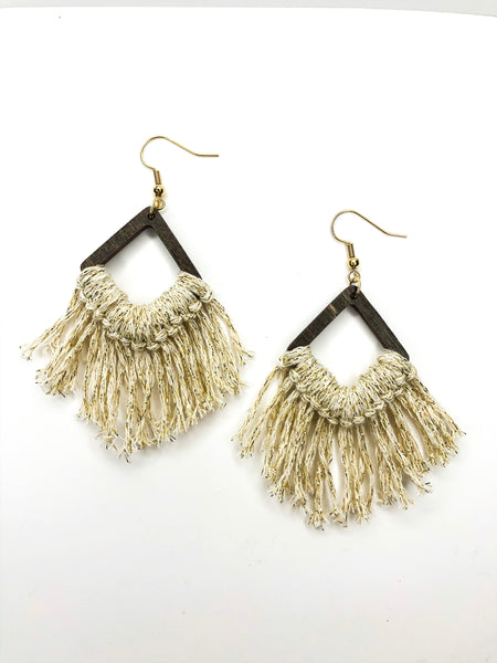 Dakota Sparkling Boho Macrame Fringe Earrings