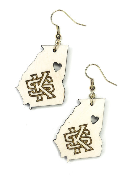 Kennesaw State University (KSU) Georgia Shaped Collegiate Earrings
