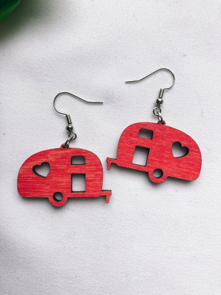 Airstream Dream Camping RV Hardwood Earrings