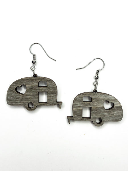 Airstream Dream Camping RV Hardwood Earrings