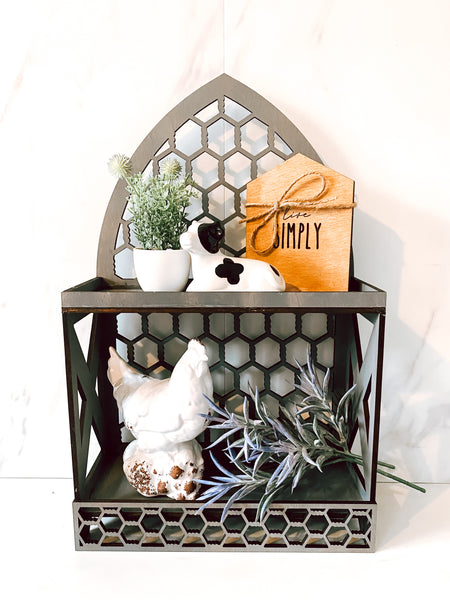 Hardwood Diamond Tiered Tray