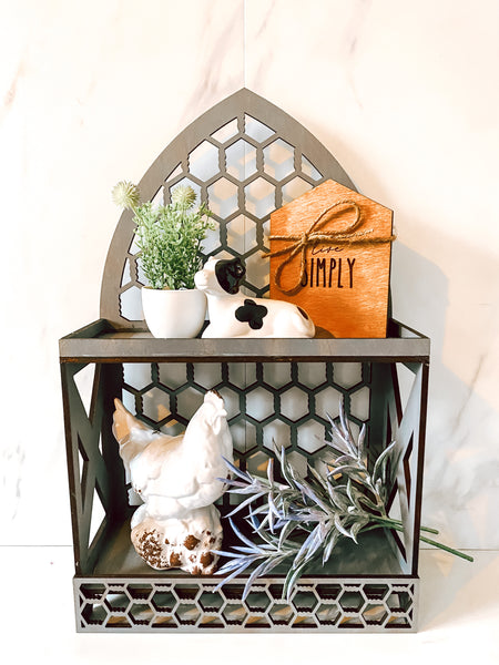 Hardwood Diamond Tiered Tray
