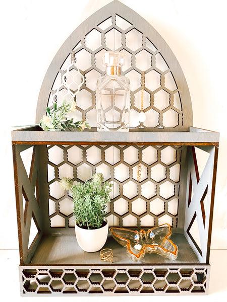 Hardwood Diamond Tiered Tray