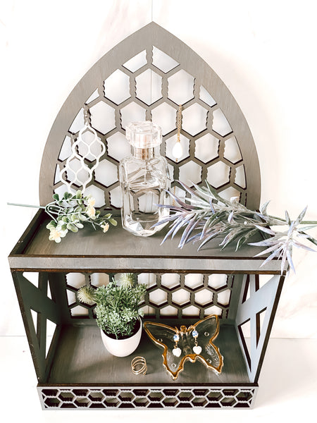 Hardwood Diamond Tiered Tray