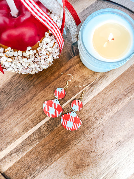 Red Apple Gingham Earrings