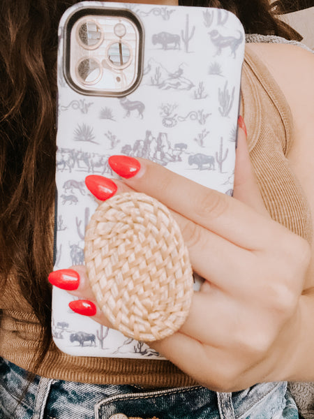 Boho Rattan Phone Grip Holder
