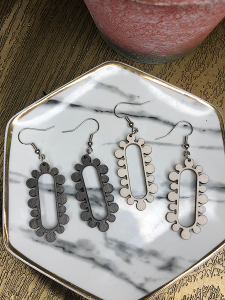 Pearl Hoop Hardwood Earrings