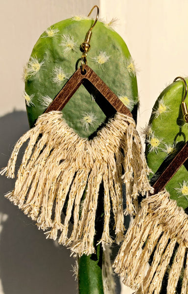 Dakota Sparkling Boho Macrame Fringe Earrings
