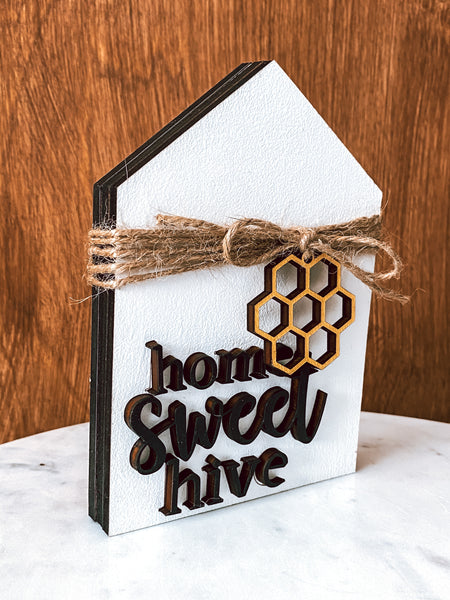 Home Sweet Hive House Sign Tier Tray Decor