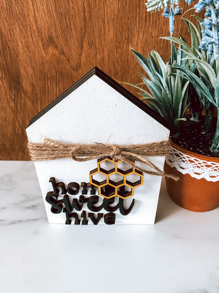 Home Sweet Hive House Sign Tier Tray Decor
