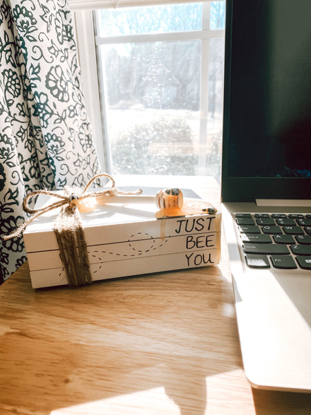 Just Bee You Honey Dripped Book Stack Tier Tray Decor