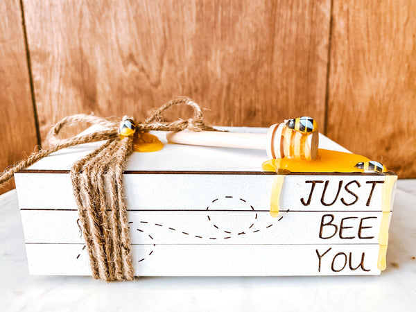 Just Bee You Honey Dripped Book Stack Tier Tray Decor