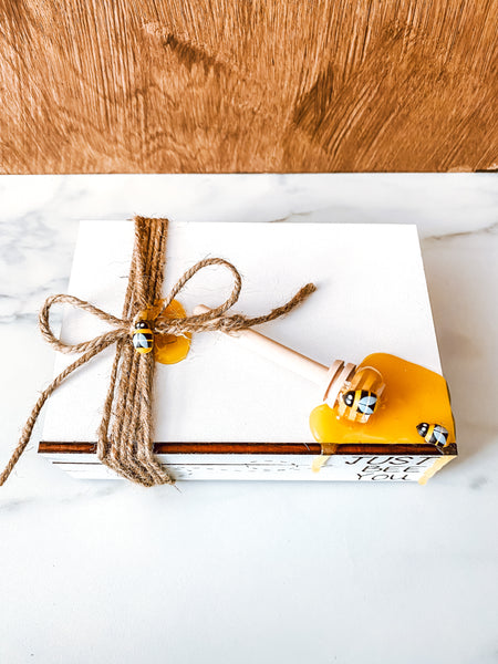 Just Bee You Honey Dripped Book Stack Tier Tray Decor