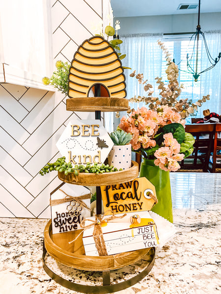 Bee Kind Sign Tier Tray Decor