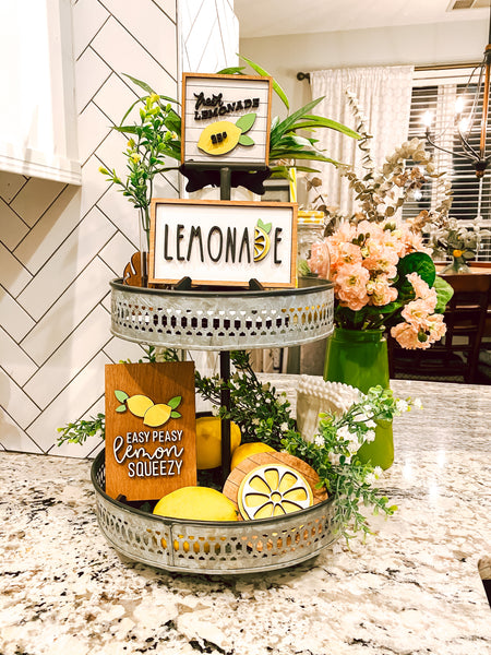 Lemon Tiered Tray Decor Set