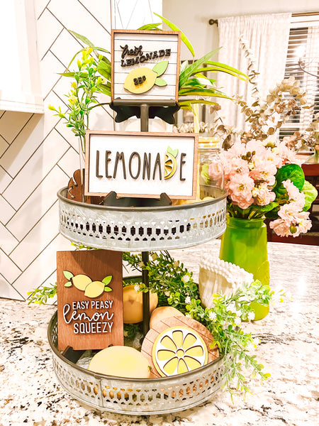 Lemon Tiered Tray Decor Set