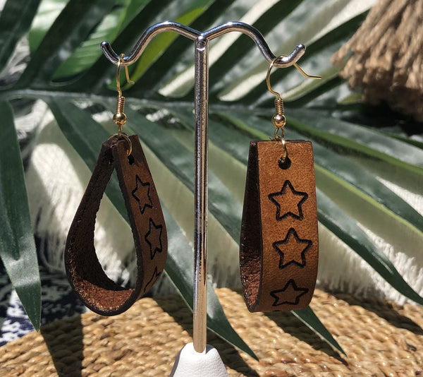 Junie Leather Star Hoops