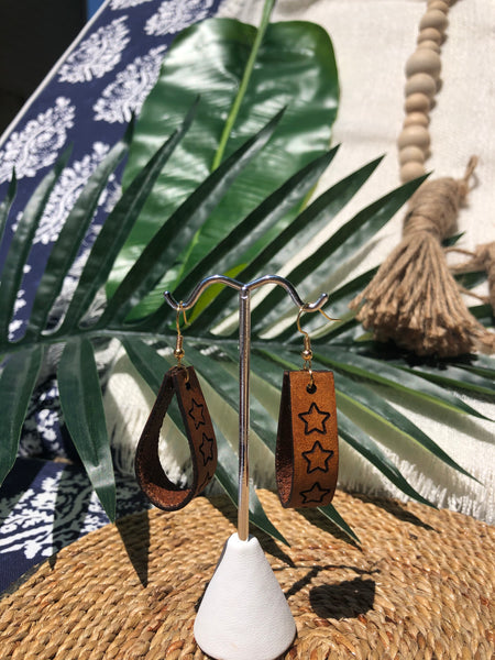 Junie Leather Star Hoops