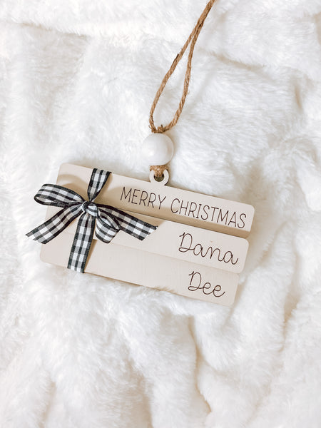 Personalized Custom Book Stack Christmas Holiday Ornament