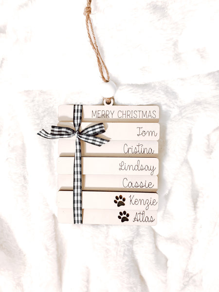 Personalized Custom Book Stack Christmas Holiday Ornament