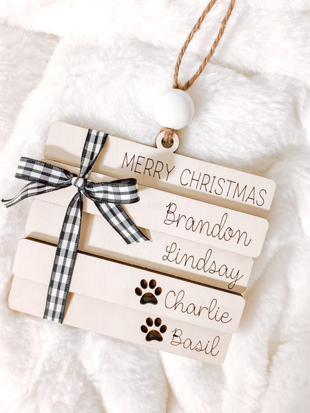 Personalized Custom Book Stack Christmas Holiday Ornament