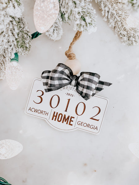 Zip Code Home for Christmas Custom Ornament