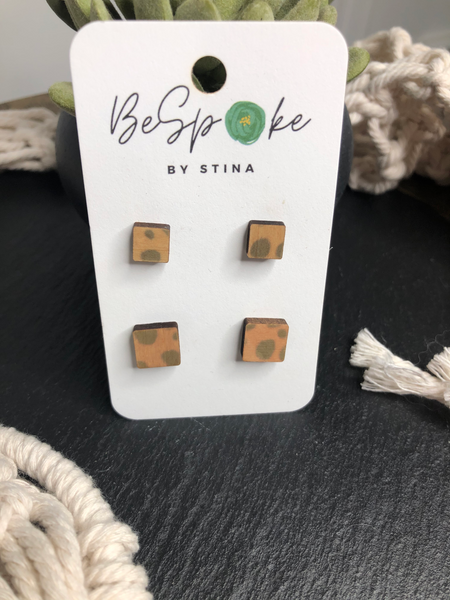 Mommy and Me Cheetah Square Studs